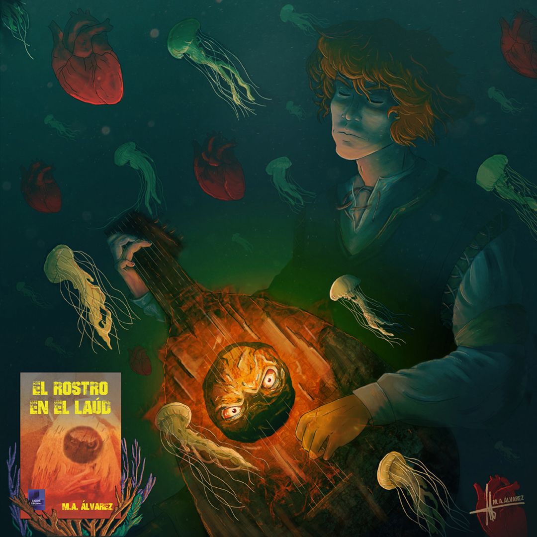 The Face Within the Lute. Underwater illustration